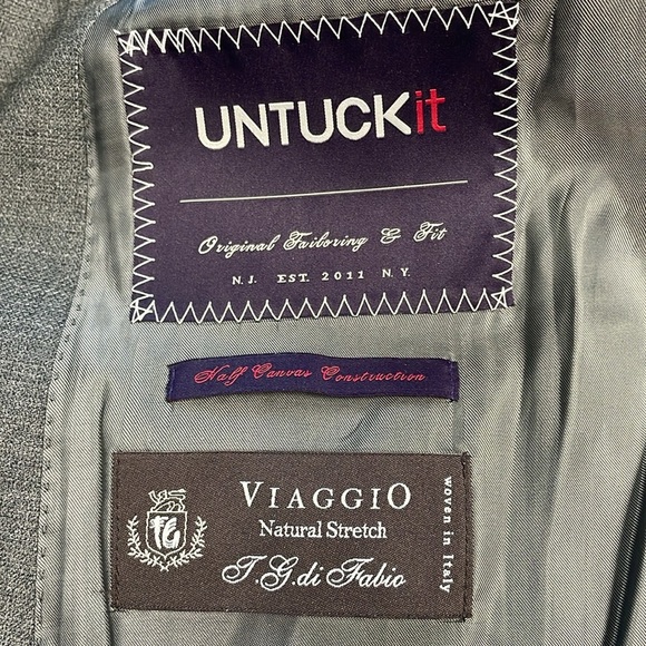 Untuckit Wrinkle Resistant Palazzo Sport Coat Blazer Gray Wool Sz 46R - Picture 8 of 15